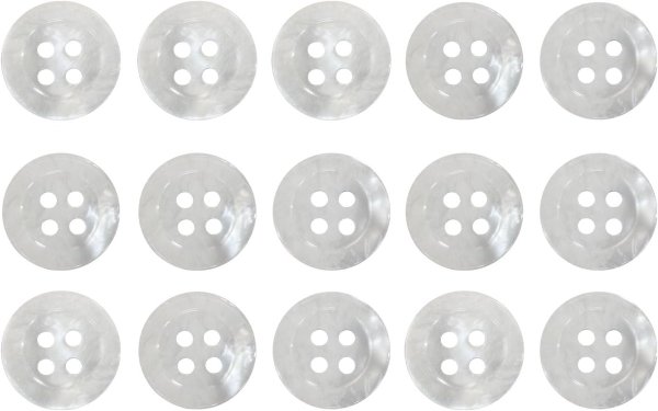 画像1: 四つ穴ボタン マーブル 光沢【ホワイト】白 15個入り【11mm】ツヤあり 樹脂製 手芸 おしゃれ きらきらぷんぷん丸 B-1243 (1)