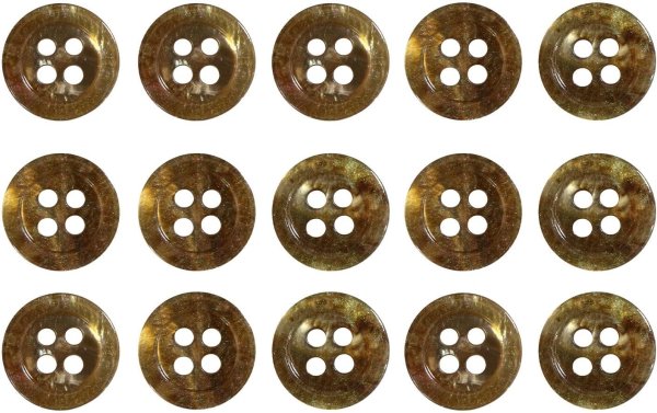 画像1: 四つ穴ボタン マーブル 光沢【ブラウン】茶色 15個入り【11mm】ツヤあり 樹脂製 手芸 おしゃれ きらきらぷんぷん丸 B-1244 (1)