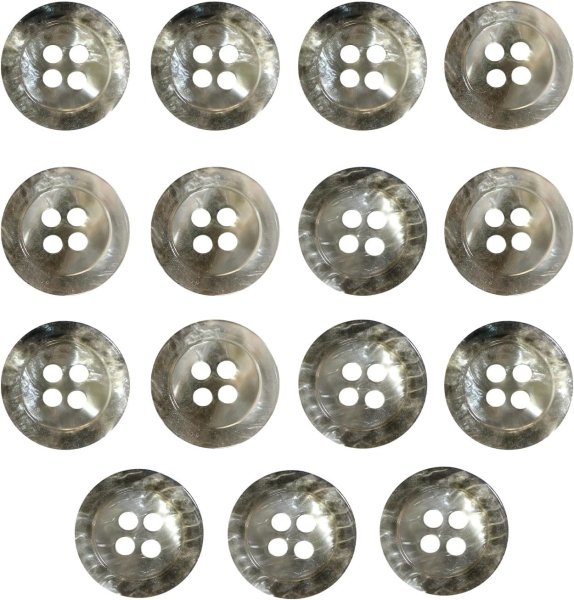 画像1: 四つ穴ボタン マーブル 光沢【グレー】灰色 15個入り【15mm】ツヤあり 樹脂製 手芸 おしゃれ きらきらぷんぷん丸 B-1249 (1)