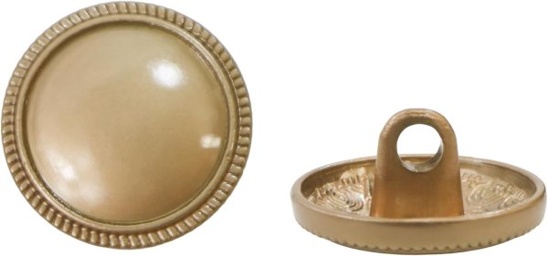 画像1: メタルボタン フチあり【マットゴールド】金 丸型 足つき シャンクボタン 金属 メタル 飾り 手芸 6個入【15mm】きらきらぷんぷん丸 B-1251 (1)