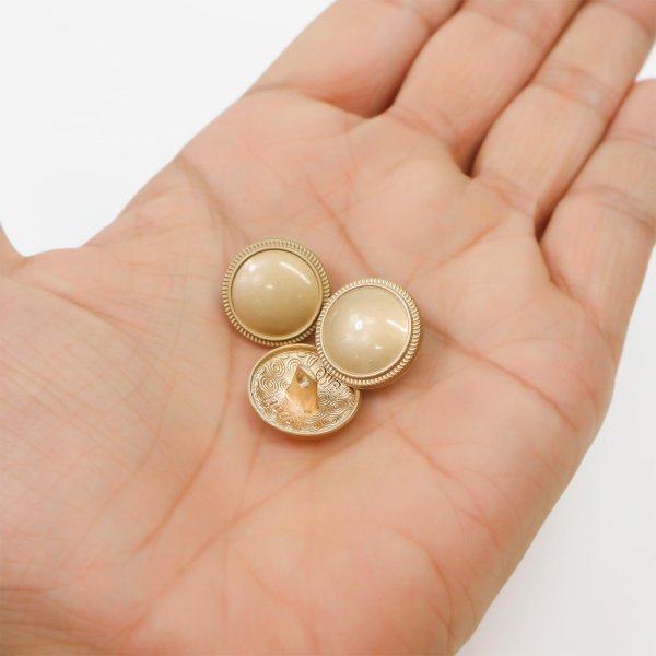画像5: メタルボタン フチあり【マットゴールド】金 丸型 足つき シャンクボタン 金属 メタル 飾り 手芸 6個入【18mm】きらきらぷんぷん丸 B-1252 (5)