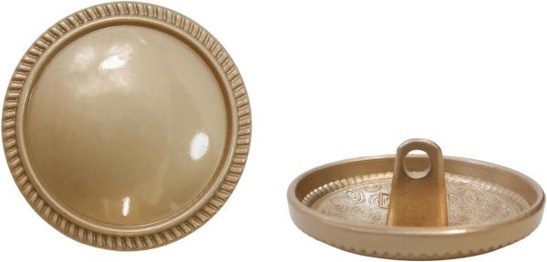 画像1: メタルボタン フチあり【マットゴールド】金 丸型 足つき シャンクボタン 金属 メタル 飾り 手芸 6個入【25mm】きらきらぷんぷん丸 B-1254 (1)