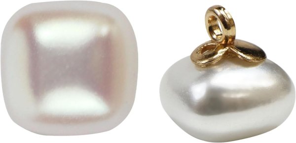 画像1: パール飾りボタン 四角形【オーロラ】虹色 スクエア 足つき 樹脂 手芸 8個入【12mm】きらきらぷんぷん丸 B-1256 (1)