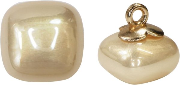 画像1: パール飾りボタン 四角形【ベージュ】金 スクエア 足つき 樹脂 手芸 8個入【12mm】きらきらぷんぷん丸 B-1258 (1)