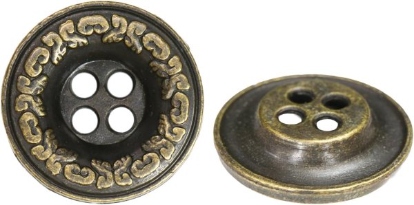 画像1: 装飾メタルボタン 四つ穴【ゴールド】金 丸ボタン 金属 手芸 アンティーク 飾り 8個入【13mm】きらきらぷんぷん丸 B-1266 (1)