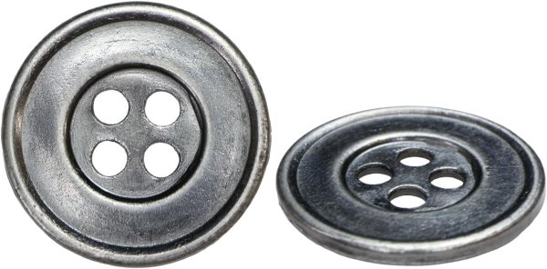 画像1: メタルボタン 四つ穴 シンプル【 アンティークシルバー】銀 丸ボタン 金属 手芸 8個入【20mm】きらきらぷんぷん丸 B-1275 (1)