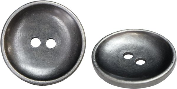 画像1: メタルボタン 二つ穴 お椀型【アンティークシルバー】銀 丸ボタン 金属 手芸 10個入【15mm】きらきらぷんぷん丸 B-1278 (1)