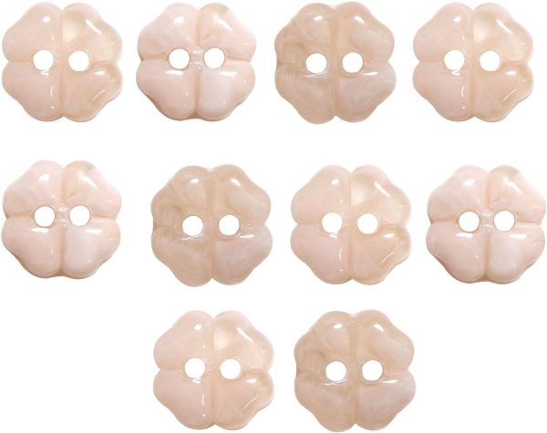 画像1: 二つ穴ボタン 四つ葉 クローバー【ピンク】桃色 10個入り【12mm】マーブル模様 樹脂製 手芸 かわいい おしゃれ きらきらぷんぷん丸 B-1280 (1)