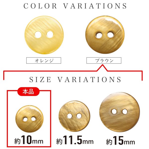 画像3: シェルボタン 【10mm】ブラウン 15個入り 染色 真珠 貝 二つ穴 手芸 装飾 おしゃれ きらきらぷんぷん丸 B-1302 (3)