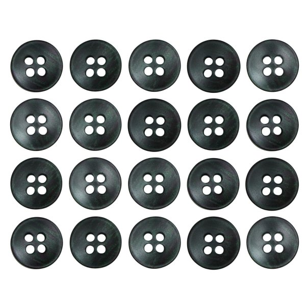 画像1: 四つ穴ボタン シェル調 【ブラック】 黒 20個入り 【11.5mm】 樹脂製 手芸 おしゃれ きらきらぷんぷん丸 B-1396 (1)