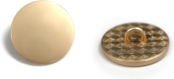 画像1: メタルボタン フラット 【ゴールド ツヤなし】 金 ビジュー 飾り 縫製 袖口 10個入り 【18mm】 ボタンマート B-147 (1)