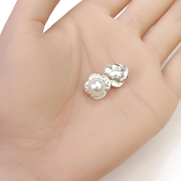 画像5: ビジューボタン 足つき 【パール】 5個入り シルバー 【13mm】 飾り シャンク ラグジュアリー かわいい おしゃれ きらきらぷんぷん丸 B-1483 (5)