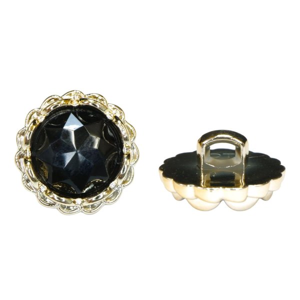 画像1: 装飾ボタン ビジュー風 【ブラックゴールド】 15mm 8個入り 足つき アクリル ハンドメイド 手芸 きらきらぷんぷん丸 B-1496 (1)
