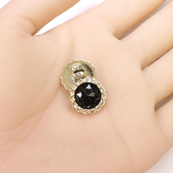 画像5: 装飾ボタン ビジュー風 【ブラックゴールド】 15mm 8個入り 足つき アクリル ハンドメイド 手芸 きらきらぷんぷん丸 B-1496 (5)