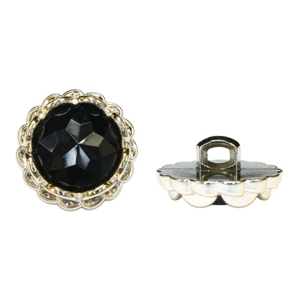 画像1: 装飾ボタン ビジュー風 【ブラックゴールド】 18mm 6個入り 足つき アクリル ハンドメイド 手芸 きらきらぷんぷん丸 B-1497 (1)