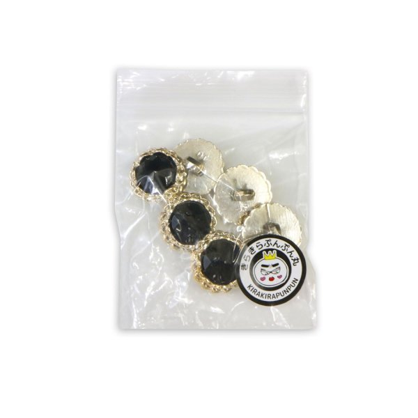 画像7: 装飾ボタン ビジュー風 【ブラックゴールド】 18mm 6個入り 足つき アクリル ハンドメイド 手芸 きらきらぷんぷん丸 B-1497 (7)