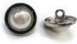 画像1: パールボタン 装飾 【シルバー 黒フチ】 ホワイト 白 パール 10個入り 【15mm】ビジュー 飾り 縫製 袖口 きらきらぷんぷん丸 B-150 (1)