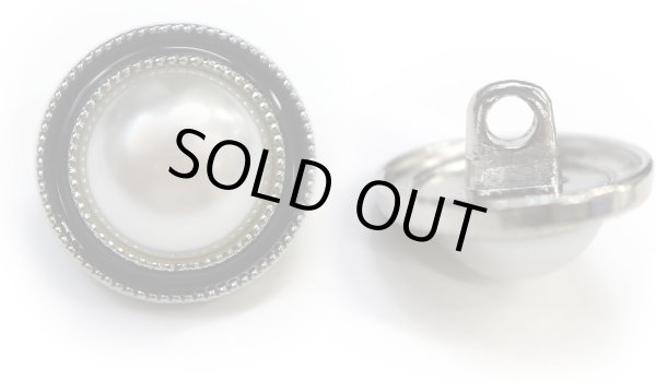 画像1: パールボタン 装飾 【シルバー 黒フチ】 ホワイト 白 パール 10個入り 【15mm】ビジュー 飾り 縫製 袖口 きらきらぷんぷん丸 B-150 (1)