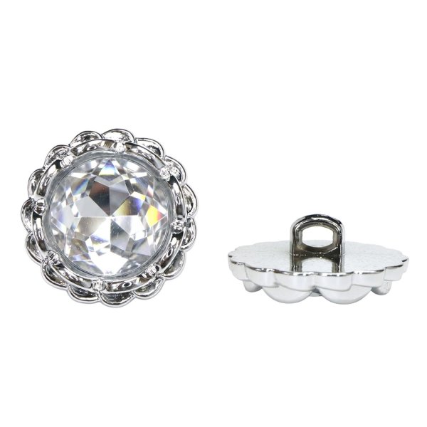 画像1: 装飾ボタン ビジュー風 【シルバー】 21mm 5個入り 足つき アクリル ハンドメイド 手芸 きらきらぷんぷん丸 B-1504 (1)