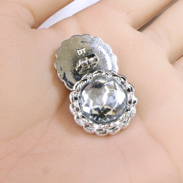 画像5: 装飾ボタン ビジュー風 【シルバー】 21mm 5個入り 足つき アクリル ハンドメイド 手芸 きらきらぷんぷん丸 B-1504 (5)