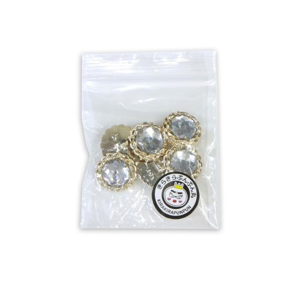 画像7: 装飾ボタン ビジュー風 【ゴールド】 18mm 6個入り 足つき アクリル ハンドメイド 手芸 きらきらぷんぷん丸 B-1506 (7)