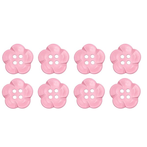 画像1: 四つ穴 フラワーボタン 【ピンク】16.5mm 8個入り 樹脂 プラスチック 手芸 ハンドメイド 花柄 装飾 きらきらぷんぷん丸 B-1513 (1)