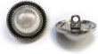 画像1: パールボタン 装飾 【シルバー 黒フチ】 ホワイト 白 パール 6個入り 【20mm】ビジュー 飾り 縫製 袖口 きらきらぷんぷん丸 B-152 (1)