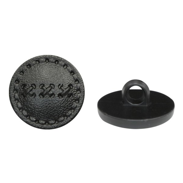 画像1: レザー調 足つきボタン 【ブラック】17mm 8個入り 樹脂製 ステッチ風 ハンドメイド 手芸 きらきらぷんぷん丸 B-1529 (1)