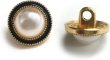 画像1: パールボタン 装飾 【ゴールド 黒フチ】 ホワイト 白 パール 10個入り 【11.5mm】ビジュー 飾り 縫製 袖口 きらきらぷんぷん丸 B-153 (1)
