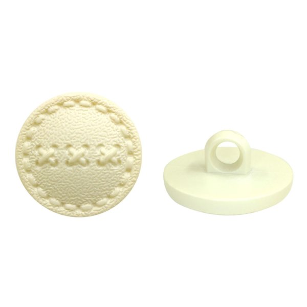 画像1: レザー調 足つきボタン 【クリーム】17mm 8個入り 樹脂製 ステッチ風 ハンドメイド 手芸 きらきらぷんぷん丸 B-1531 (1)