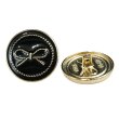 画像1: メタルボタン リボン柄【ブラック】25mm 6個入 蝶結びモチーフ 足つき 飾り 手芸 服飾 付け替え用 きらきらぷんぷん丸 B-1537 (1)