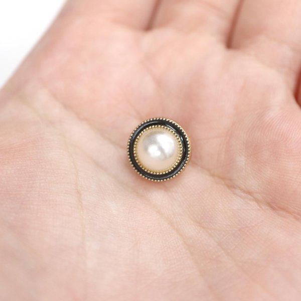 画像6: パールボタン 装飾 【ゴールド 黒フチ】 ホワイト 白 パール 10個入り 【11.5mm】ビジュー 飾り 縫製 袖口 きらきらぷんぷん丸 B-153 (6)
