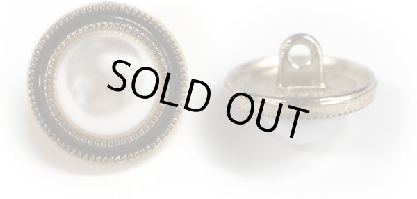 画像1: パールボタン 装飾 【ゴールド 黒フチ】 ホワイト 白 パール 10個入り 【15mm】ビジュー 飾り 縫製 袖口 きらきらぷんぷん丸 B-154 (1)