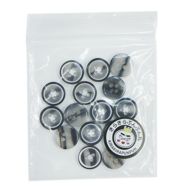 画像7: 4つ穴 カラーリムボタン【ブラック】丸 樹脂 手芸 ハンドメイド 15個入【11mm】きらきらぷんぷん丸 B-1542 (7)