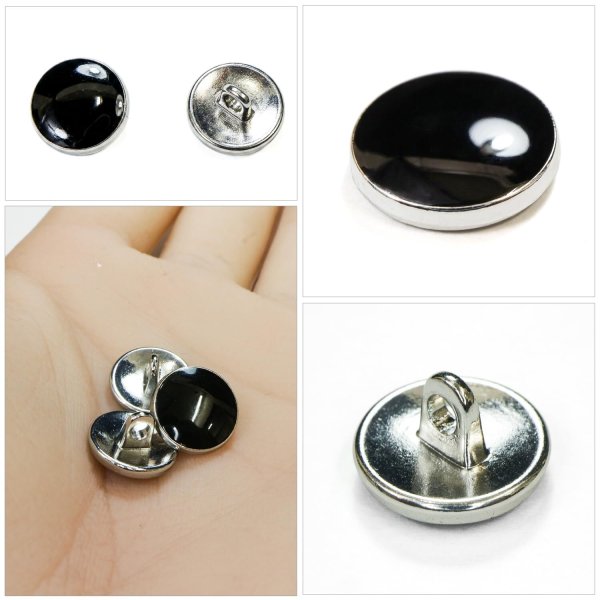 画像5: メタルボタン【ブラック】11mm 15個入 丸型 足つき 飾り 手芸 服飾 付け替え きらきらぷんぷん丸 B-1543 (5)