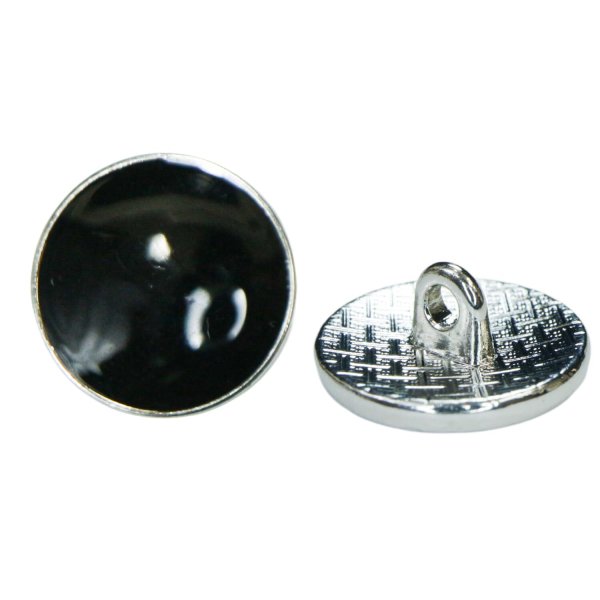 画像1: メタルボタン【ブラック】15mm 10個入 丸型 足つき 飾り 手芸 服飾 付け替え きらきらぷんぷん丸 B-1544 (1)