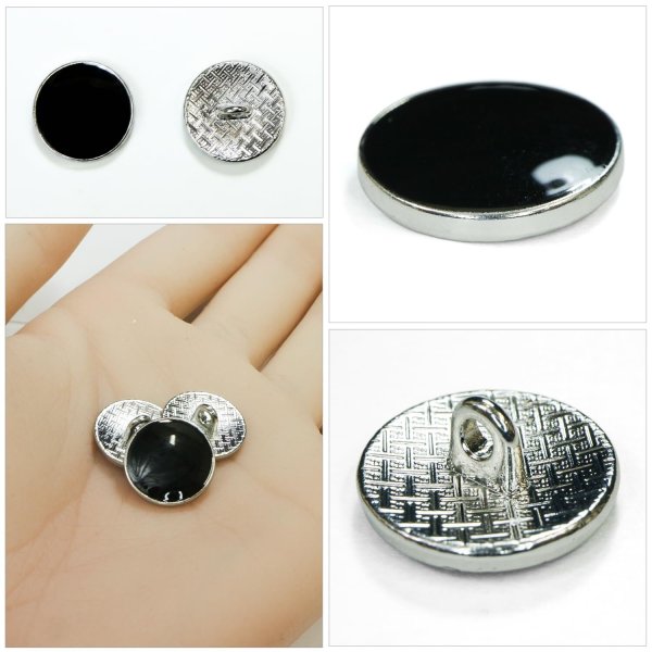 画像5: メタルボタン【ブラック】15mm 10個入 丸型 足つき 飾り 手芸 服飾 付け替え きらきらぷんぷん丸 B-1544 (5)