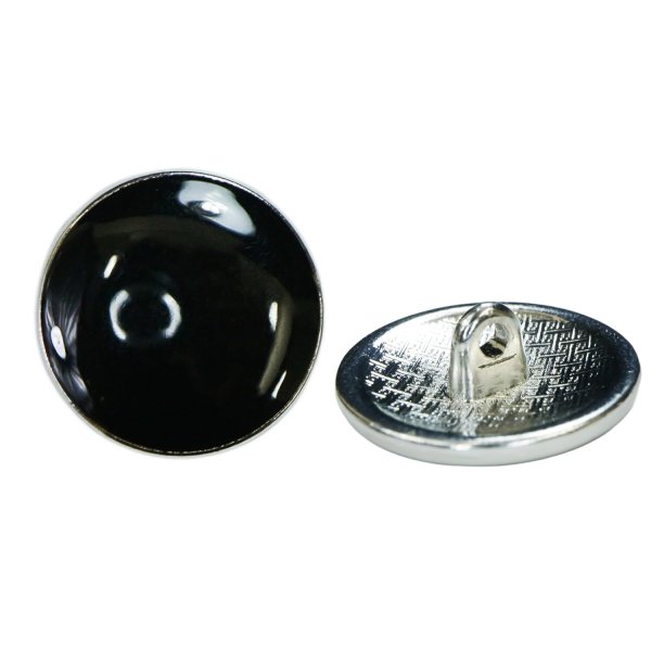 画像1: メタルボタン【ブラック】20mm 8個入 丸型 足つき 飾り 手芸 服飾 付け替え きらきらぷんぷん丸 B-1545 (1)