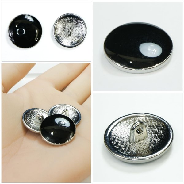 画像5: メタルボタン【ブラック】20mm 8個入 丸型 足つき 飾り 手芸 服飾 付け替え きらきらぷんぷん丸 B-1545 (5)
