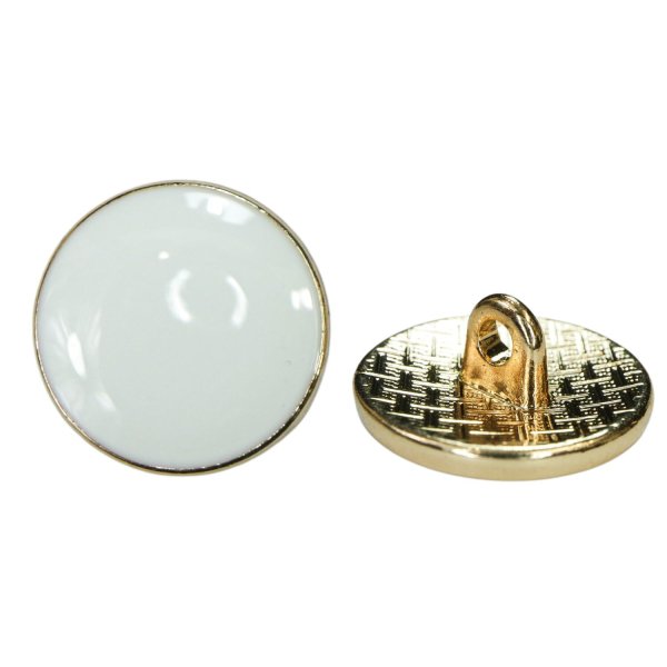 画像1: メタルボタン【ホワイト】15mm 10個入 丸型 足つき 飾り 手芸 服飾 付け替え きらきらぷんぷん丸 B-1547 (1)
