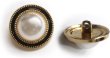 画像1: パールボタン 装飾 【ゴールド 黒フチ】 ホワイト 白 パール 6個入り 【20mm】ビジュー 飾り 縫製 袖口 きらきらぷんぷん丸 B-156 (1)