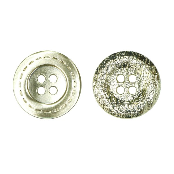 画像1: メタルボタン 破線模様【ゴールド】15mm 10個入 丸型 4穴 合金 手芸 洋裁 付け替え きらきらぷんぷん丸 B-1562 (1)