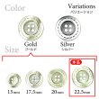 画像3: メタルボタン 破線模様【ゴールド】22.5mm 6個入 丸型 4穴 合金 手芸 洋裁 付け替え きらきらぷんぷん丸 B-1565 (3)