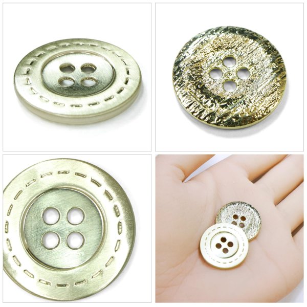 画像5: メタルボタン 破線模様【ゴールド】22.5mm 6個入 丸型 4穴 合金 手芸 洋裁 付け替え きらきらぷんぷん丸 B-1565 (5)