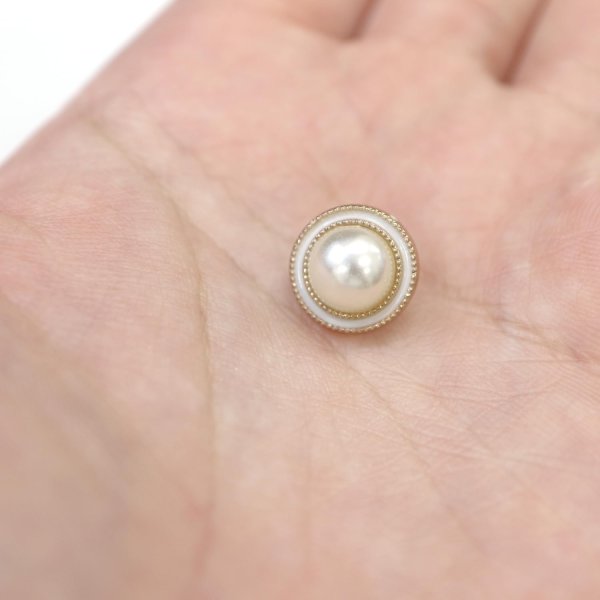 画像6: パールボタン 装飾 【ゴールド 白フチ】 ホワイト 白 パール 10個入り 【11.5mm】ビジュー 飾り 縫製 袖口 きらきらぷんぷん丸 B-157 (6)
