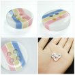 画像6: マルチカラーラインボタン【ブルー・イエロー・ピンク】11.5mm 15個入 丸型 四つ穴 ボーダー 手芸 服飾 付け替え きらきらぷんぷん丸 B-1580 (6)