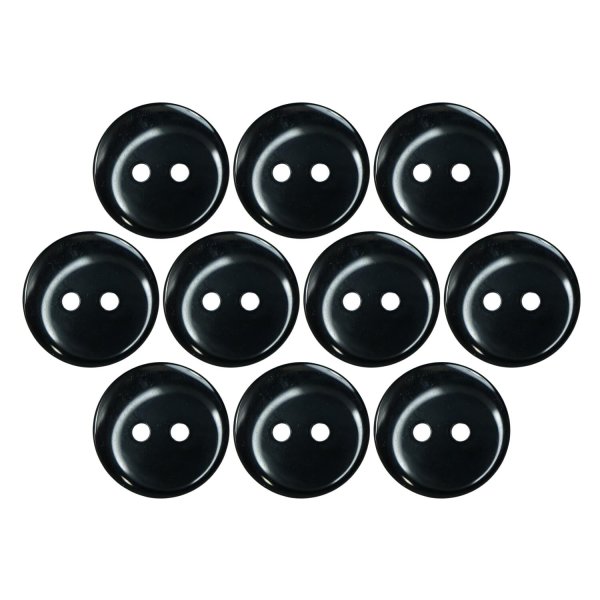 画像1: 樹脂ボタン フラットタイプ 二つ穴【ブラック】15mm 10個入 丸型 シンプル 手芸 服飾 付け替え きらきらぷんぷん丸 B-1600 (1)