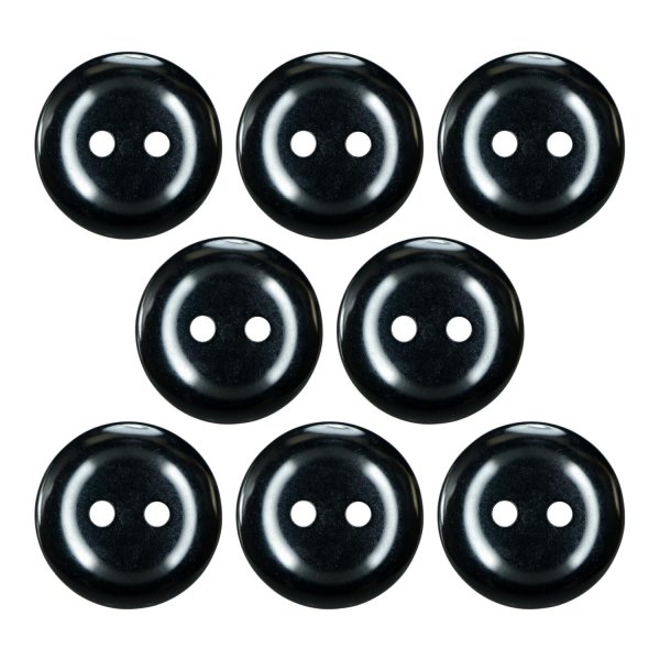 画像1: 樹脂ボタン フラットタイプ 二つ穴【ブラック】18mm 8個入 丸型 シンプル 手芸 服飾 付け替え きらきらぷんぷん丸 B-1601 (1)