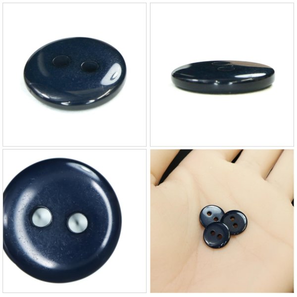画像5: 樹脂ボタン フラットタイプ 二つ穴【ネイビー】11.5mm 15個入 丸型 シンプル 手芸 服飾 付け替え きらきらぷんぷん丸 B-1607 (5)