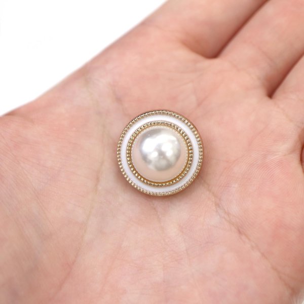 画像6: パールボタン 装飾 【ゴールド 白フチ】 ホワイト 白 パール 6個入り 【20mm】ビジュー 飾り 縫製 袖口 きらきらぷんぷん丸 B-160 (6)
